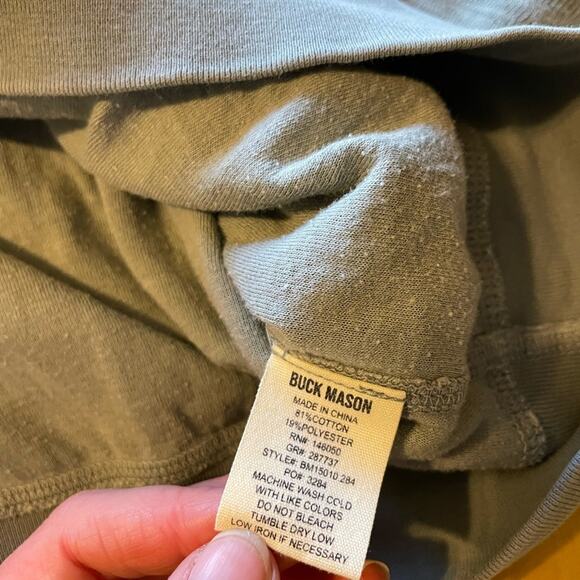 Buck Mason Minimalist Sea-foam Green Mens Crew Neck Long Sleeve Cozy Tee Small - Picture 5 of 8